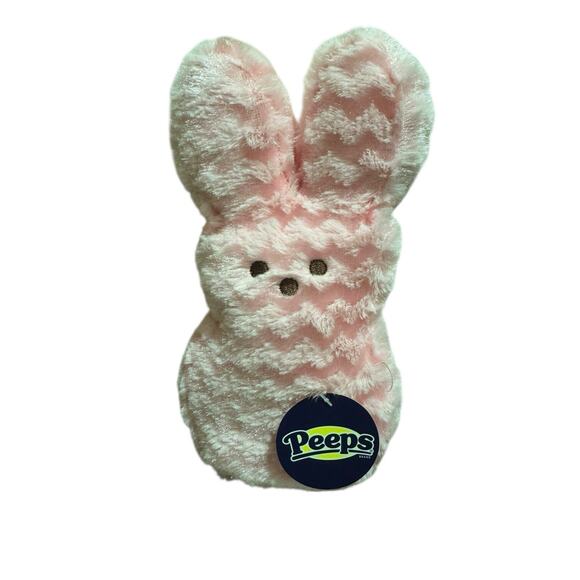 Peeps Plush 9" Pink Chevron Sparkle Plush Bunny Great for your Easter Basket NWT - Picture 1 of 8